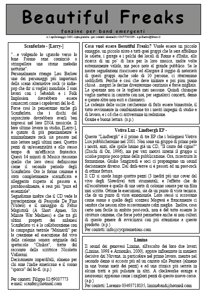 Beautiful Freaks 01 - aprile/maggio 2001