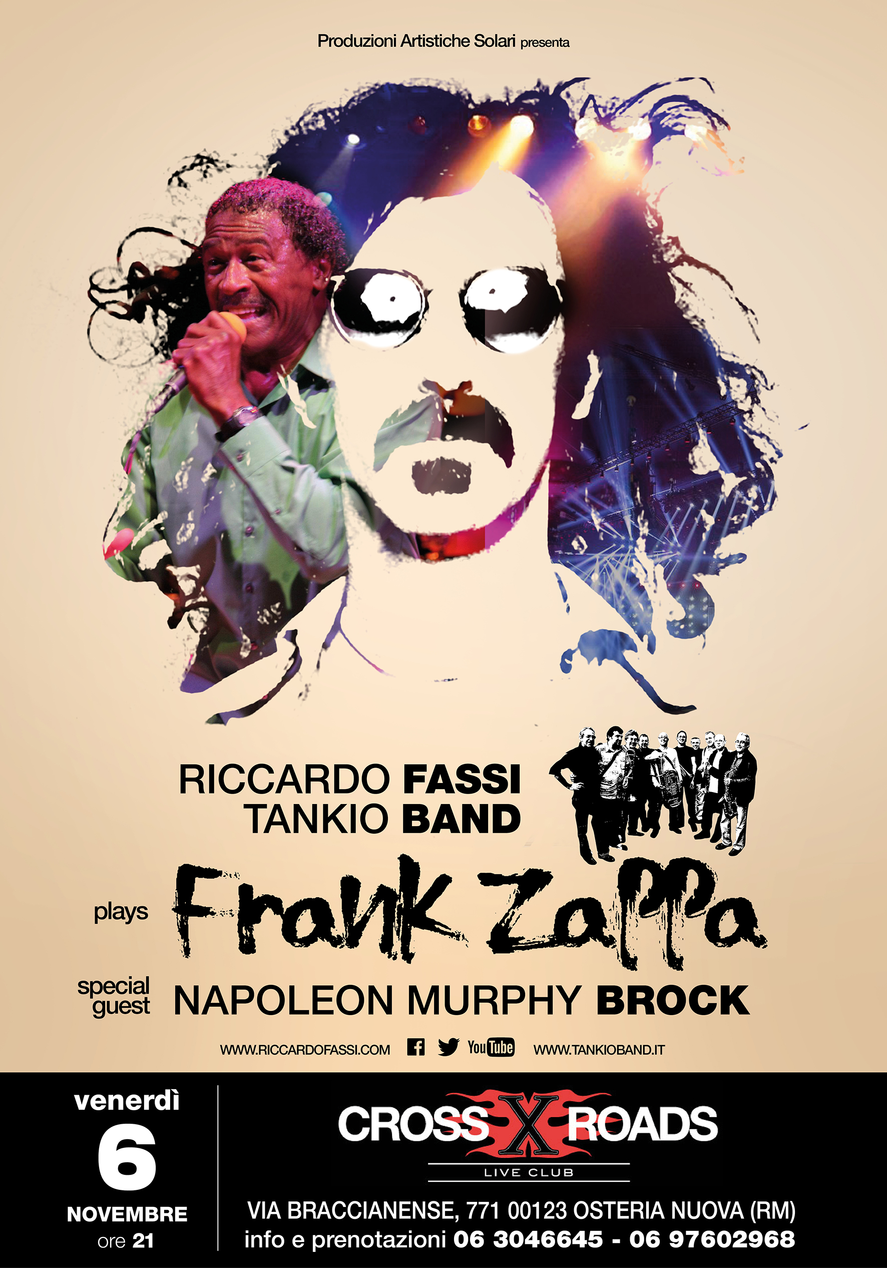 LOCANDINA NUOVA- RF Tankio Band plays Zappa guest Napoleon M.Brock -  Crossroads low
